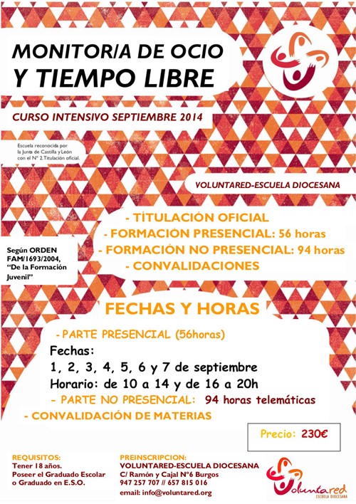 Abierto plazo inscripcion curso monitor intensivo septiembre