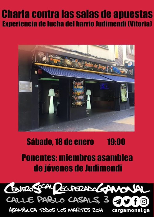 Charla contra las salas de apuestas