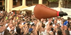 Lanzamiento de la bota y Chupinazo de fiestas en Plaza Mayor, Burgos