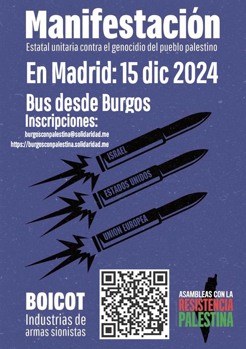 Bus para manifestacion por Palestina en Madrid