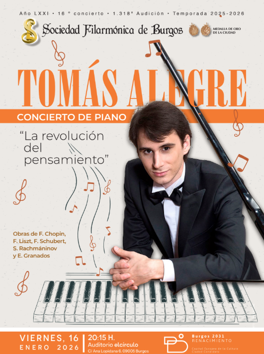 Tomás Alegre. Concierto de piano en Auditorio elcírculo, Burgos