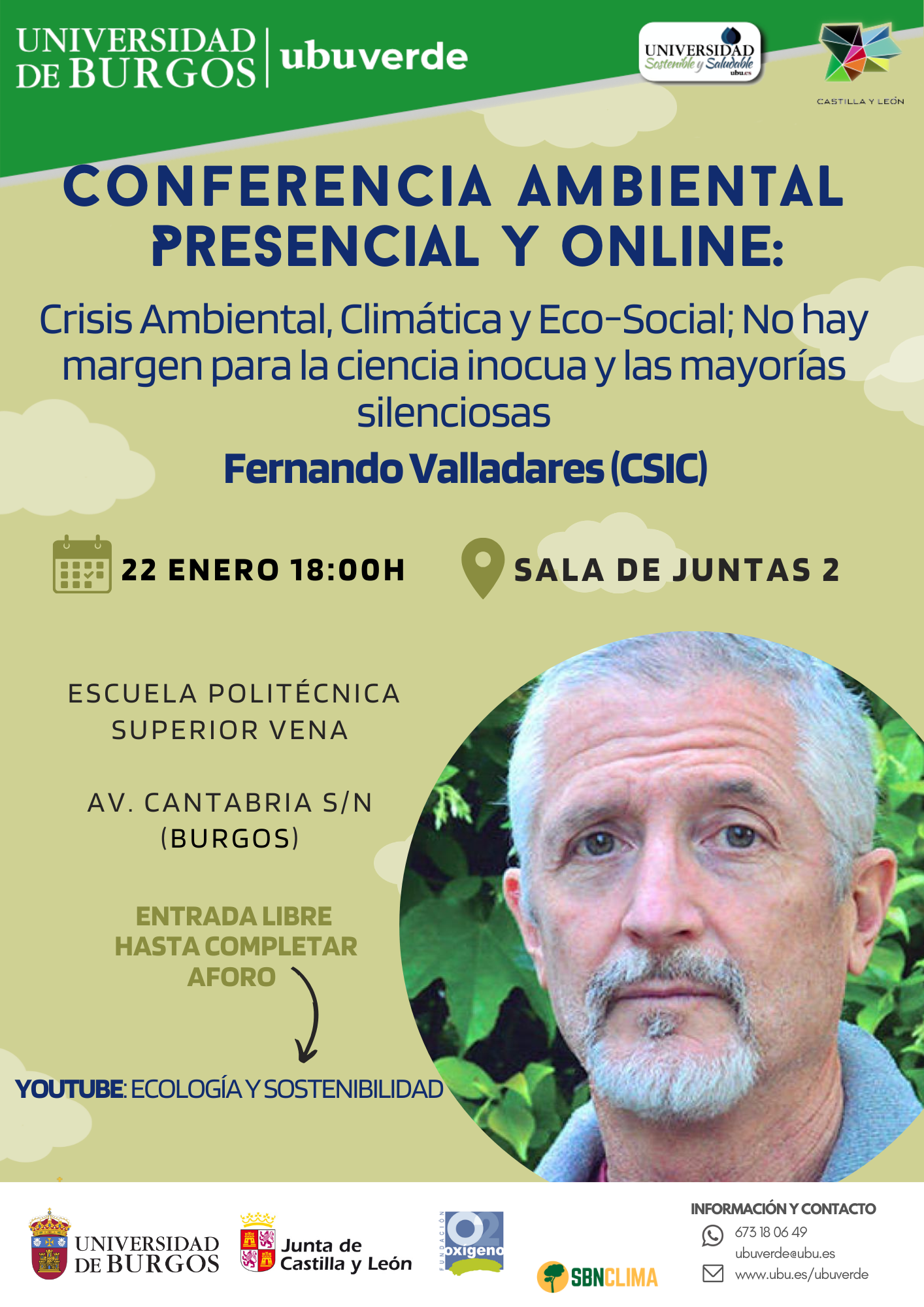 Conferencia: Crisis Eco-Social con Fernando Valladares en EPS Vena. Sala de Juntas 1., Burgos
