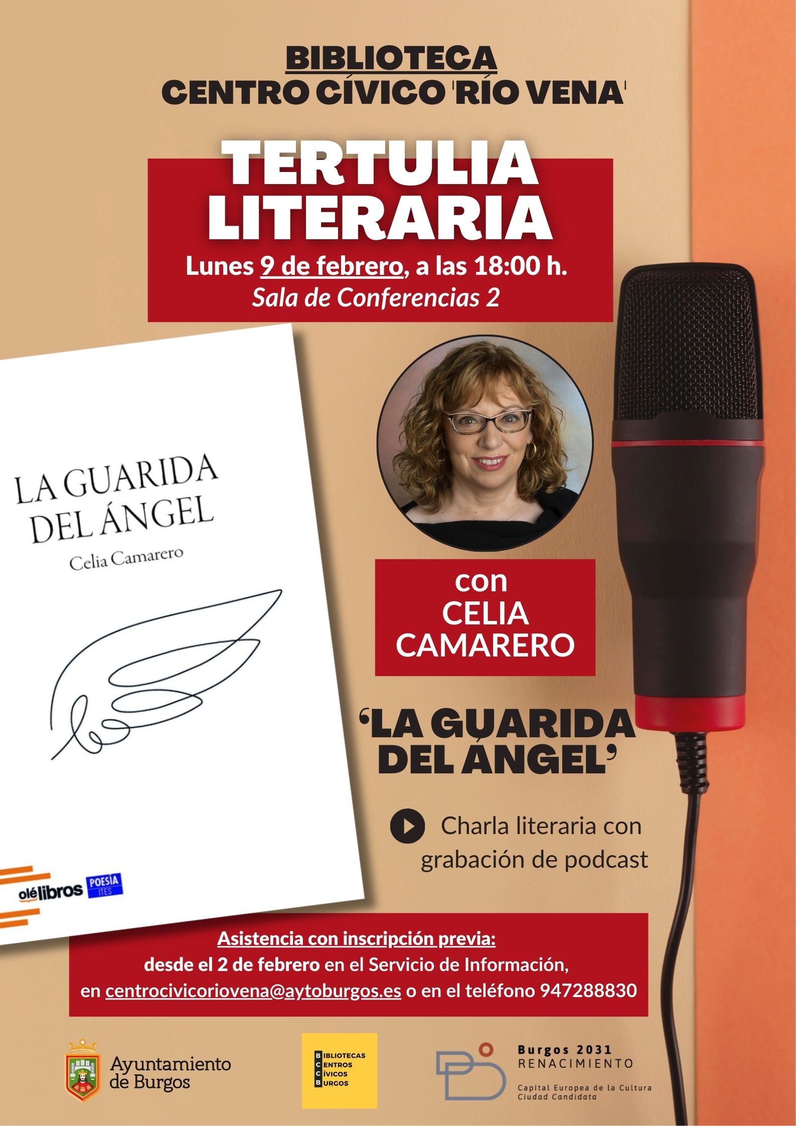 Tertulia literaria con Celia Camarero (+ podcast) en Biblioteca del Centro Cívico Río Vena, Burgos