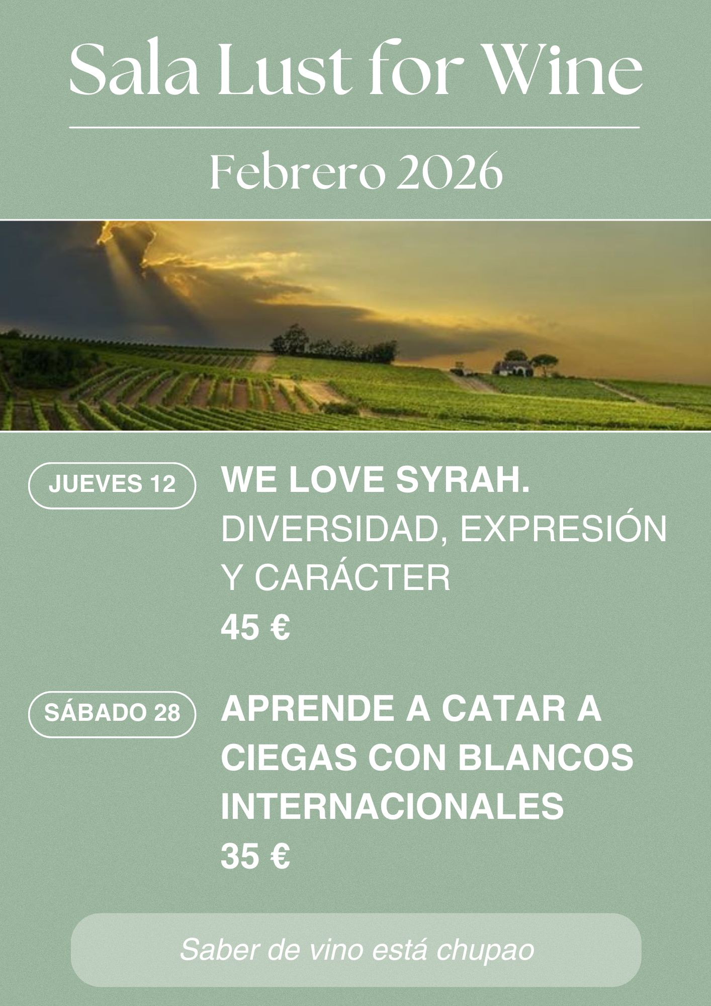 Aprende a catar a ciegas con blancos internacionales en Sala Lust for Wine. Plaza Alonso Martínez. Edificio Monasterio 7A Oficina 57, Burgos