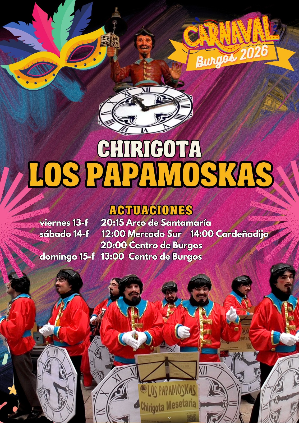 Chirigota papamoskas en ARCO DE SANTAMARIA, CENTRO DE BURGOS, Burgos