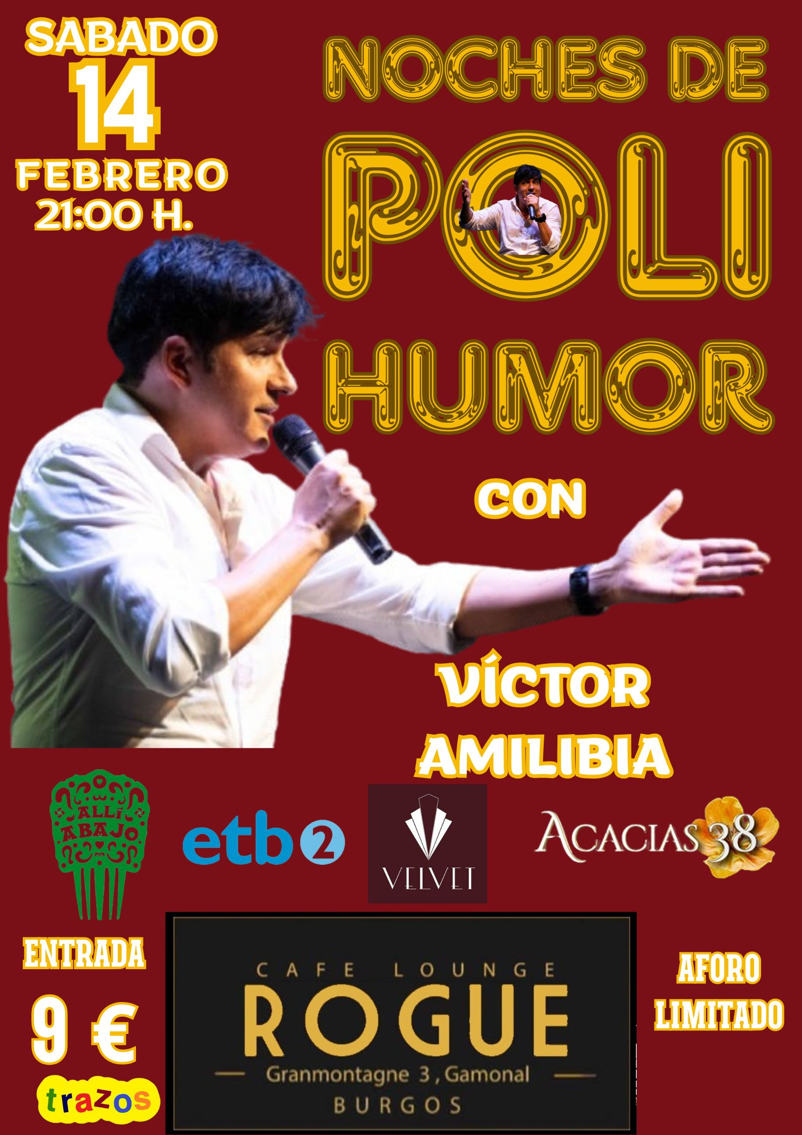 Victor Amilibia - Noches de Poli Humor en Rogue Café Lounge, Burgos
