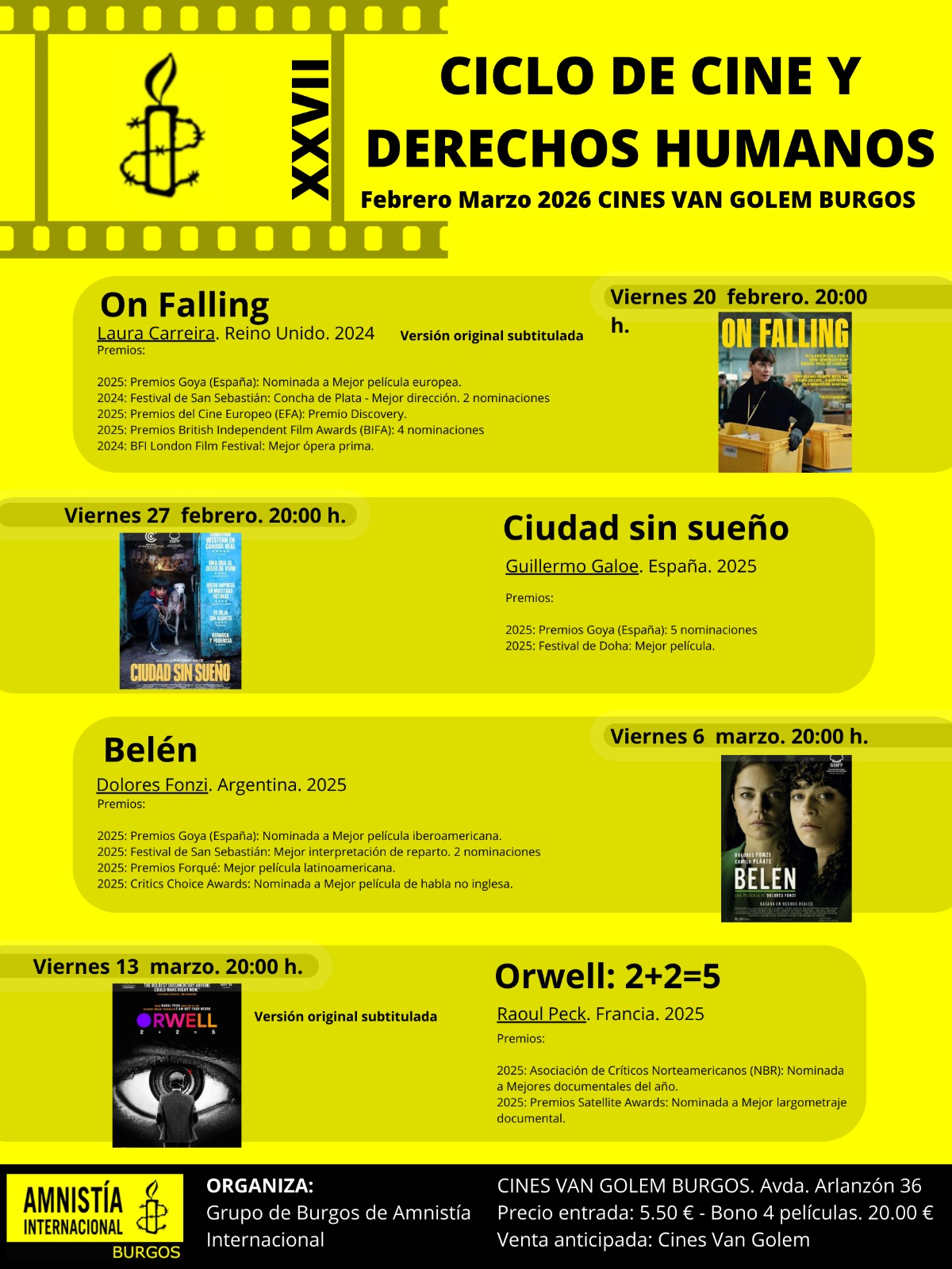 XXVII Ciclo de Cine y Derechos Humanos. en Cines Van Golem, Burgos