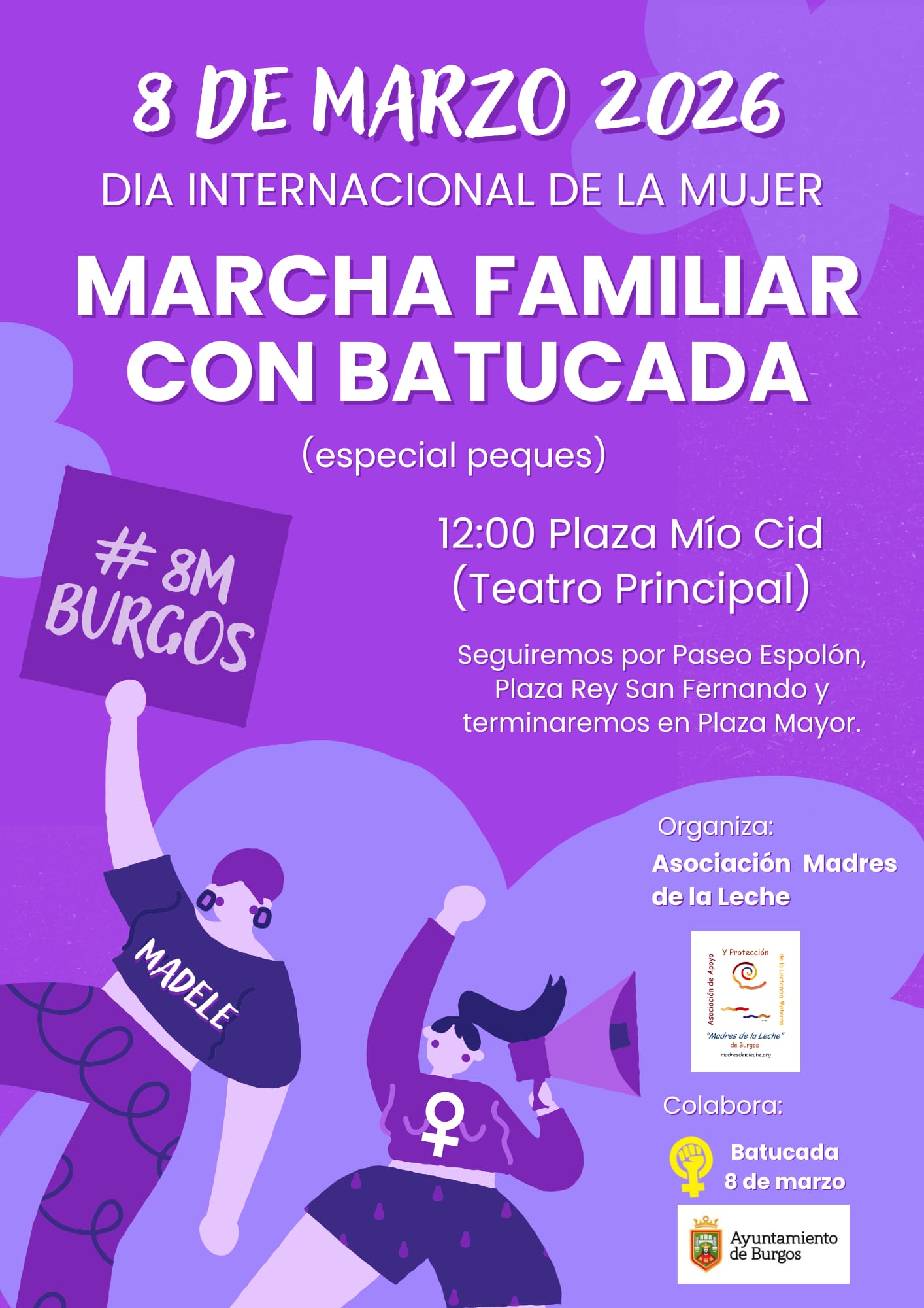 Marcha familiar con batucada - 8M en Plaza del Mío Cid (Teatro Principal), Burgos