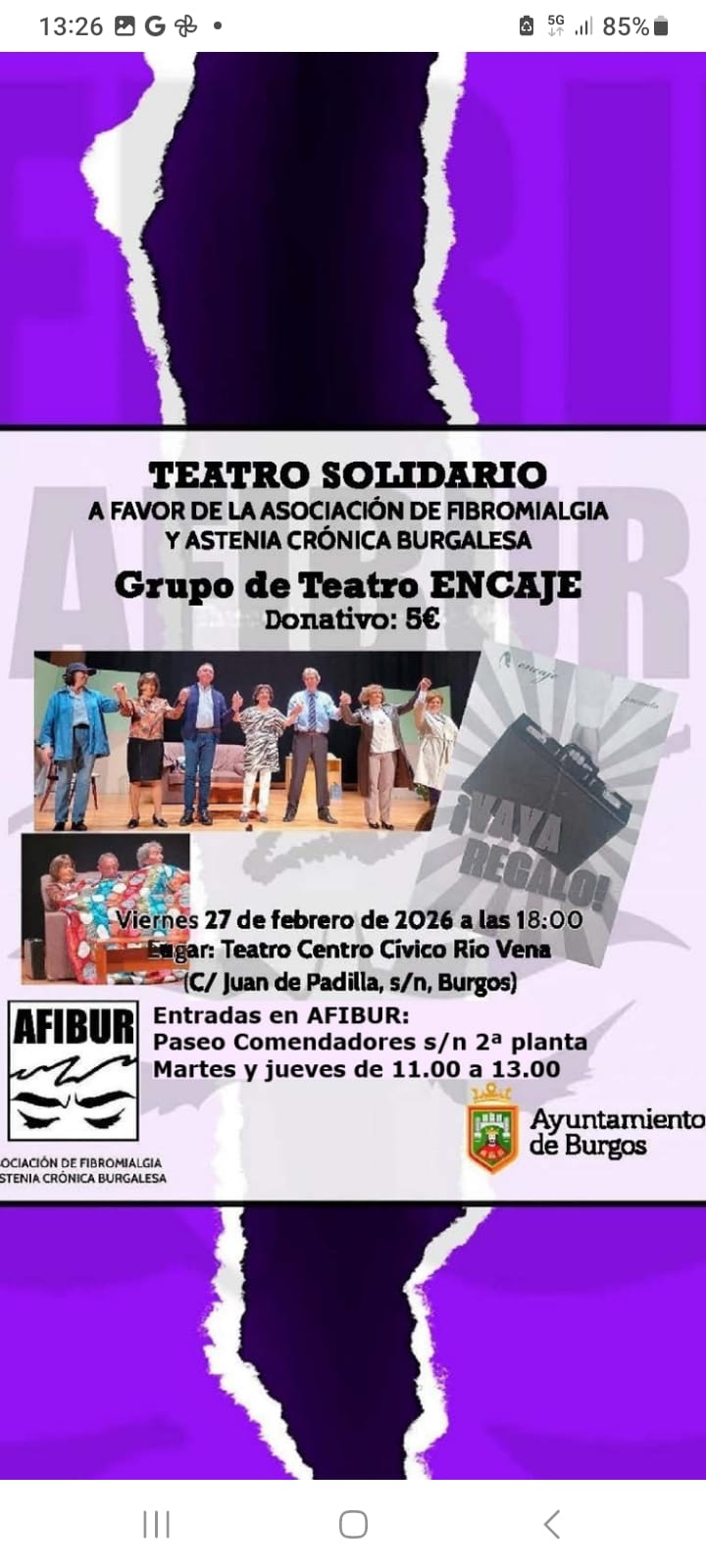 !Vaya Regalo ! Grupo de Teatro Encaje en Teatro Centro Cívico Rio Vena, Burgos