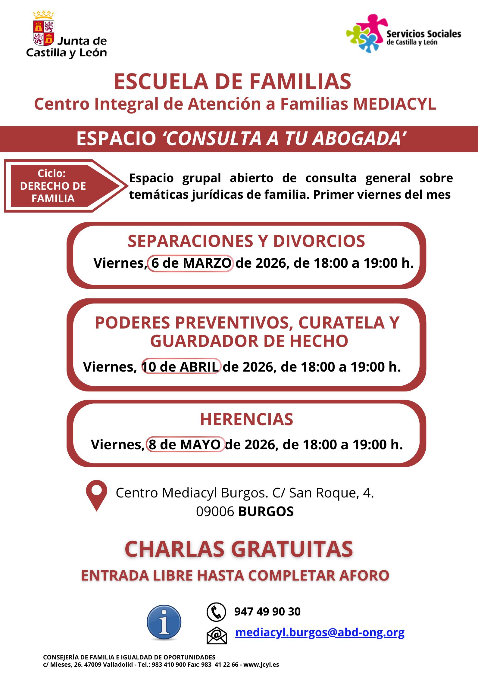 Consulta a TU Abogada: Poderes Preventivos, Curatela Y ... en Centro MEDIACYL, Burgos