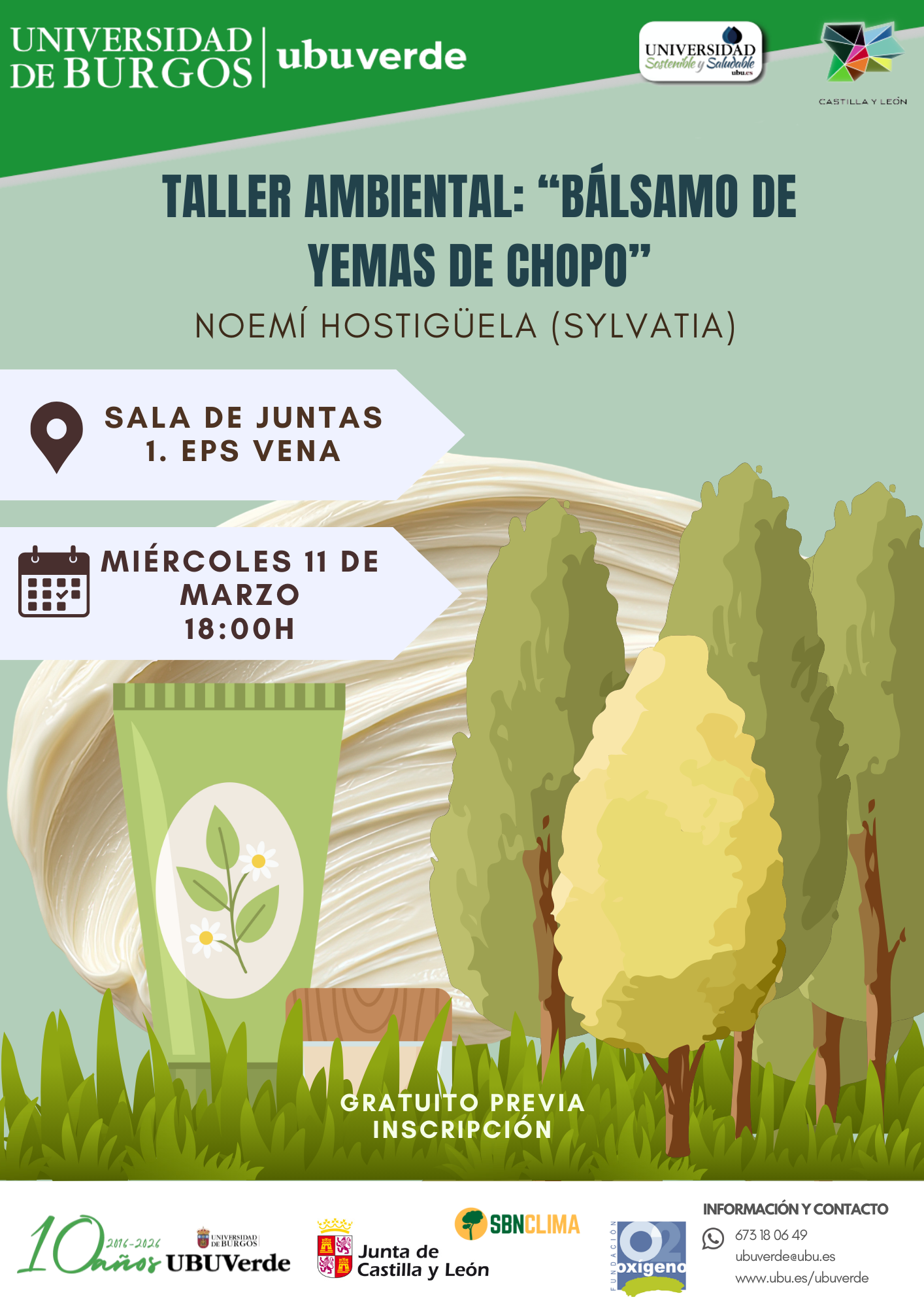 Taller Ambiental: Bálsamo de yemas de chopo en Sala de Juntas 1, EPS Vena, Burgos