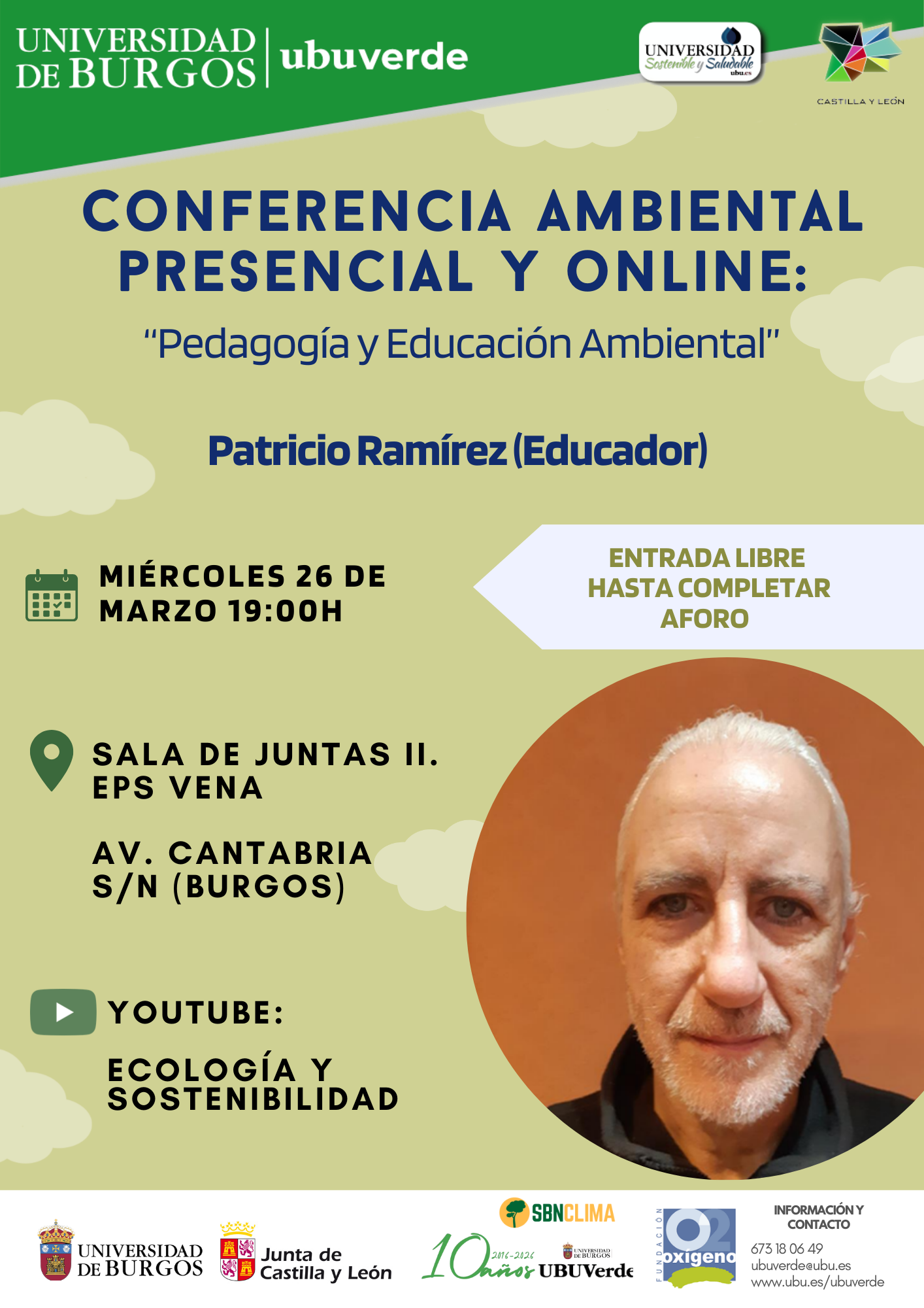 Pedagogía y Educación Ambiental en Sala de Juntas 2. Escuela Politécnica Superior (EPS Vena). Av. Cantabria, s/n, Burgos