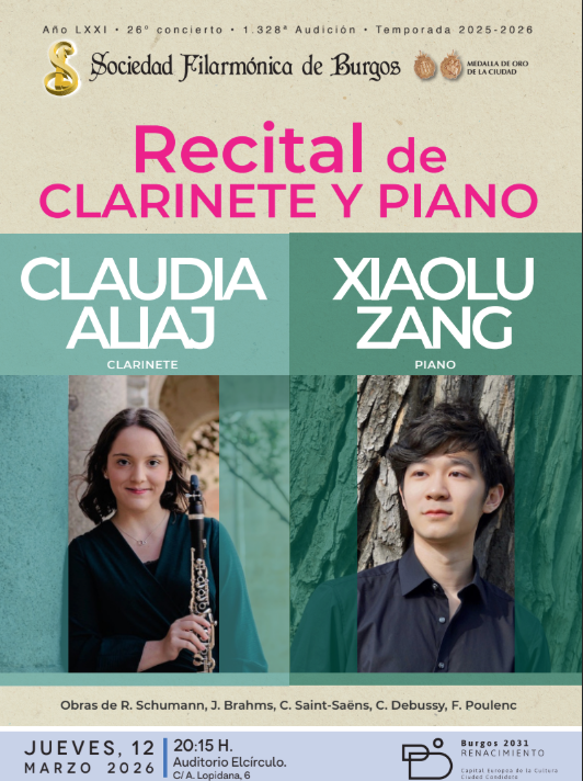 Recital de clarinete y piano en Auditorio elcírculo, Burgos