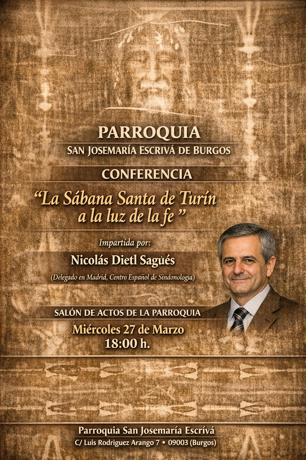 La sabana de Turín a la luz de la ciencia en Parroquia San Josemaria Escrivá, Burgos