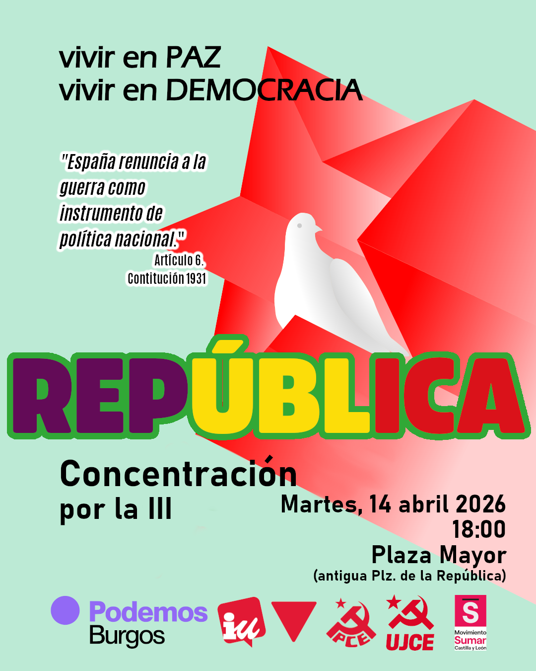 95º Aniversario II República en Plaza Mayor, Burgos