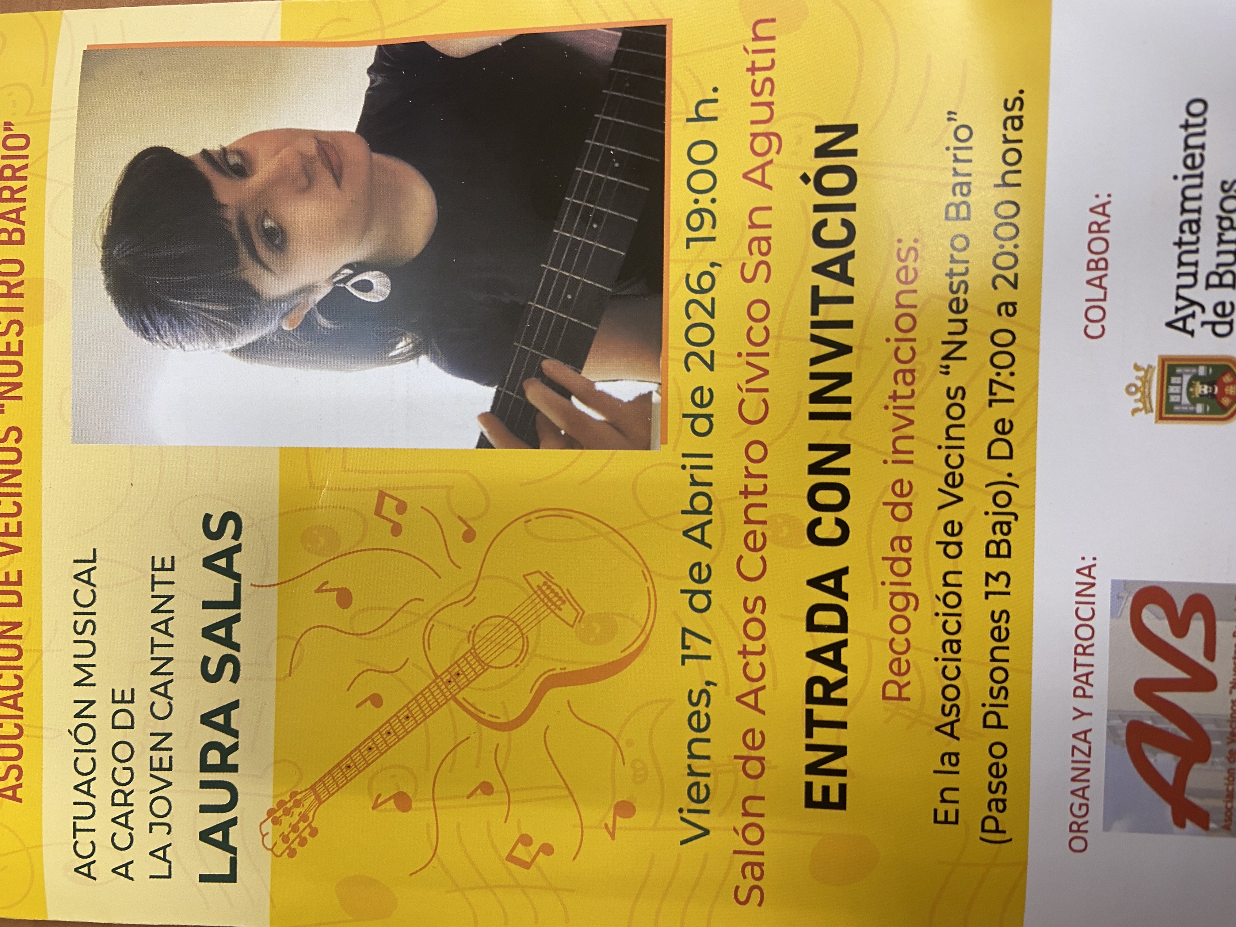 Concierto Laura Salas en Centro Cívico San Agustín, Burgos
