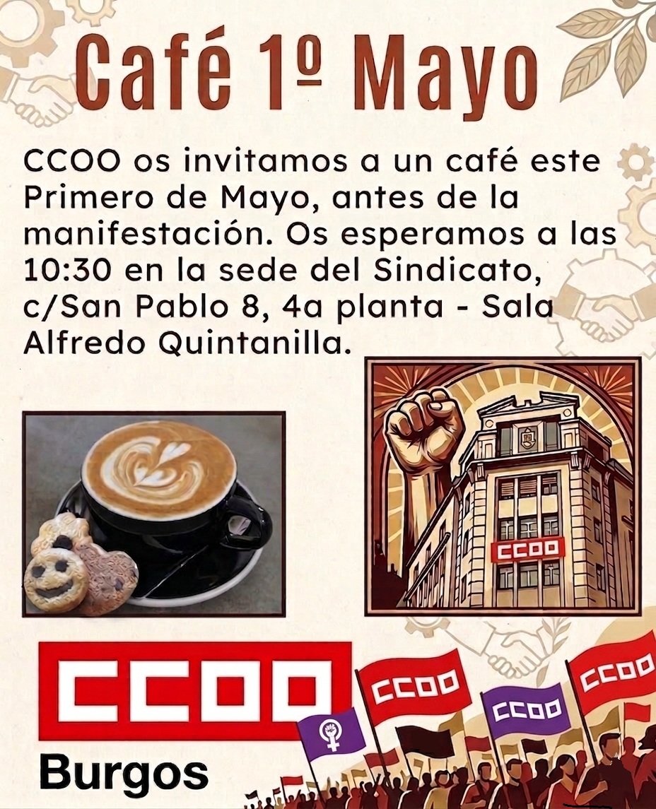 Café 1º mayo en Sede CCOO, Burgos