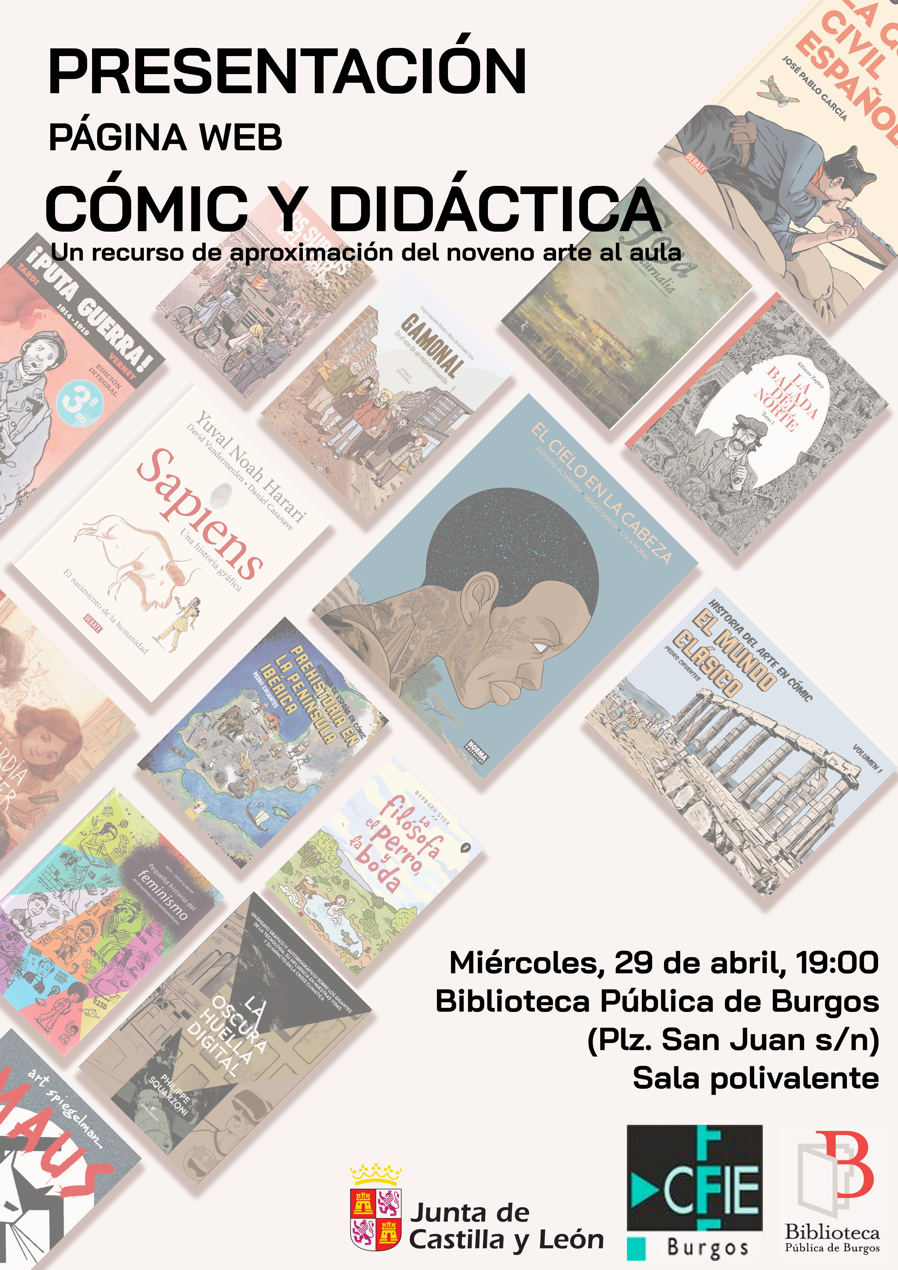 Presentación página web Comic Y Didáctica en Biblioteca de San Juan, Burgos