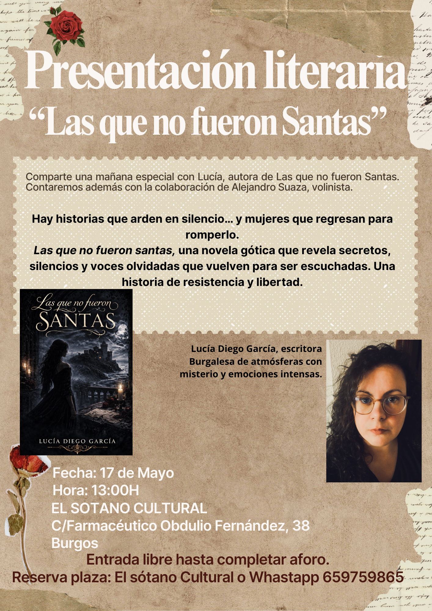 Presentación novela  "las que no fueron santas" lucía diego en El Sótano Café Cultural, Burgos