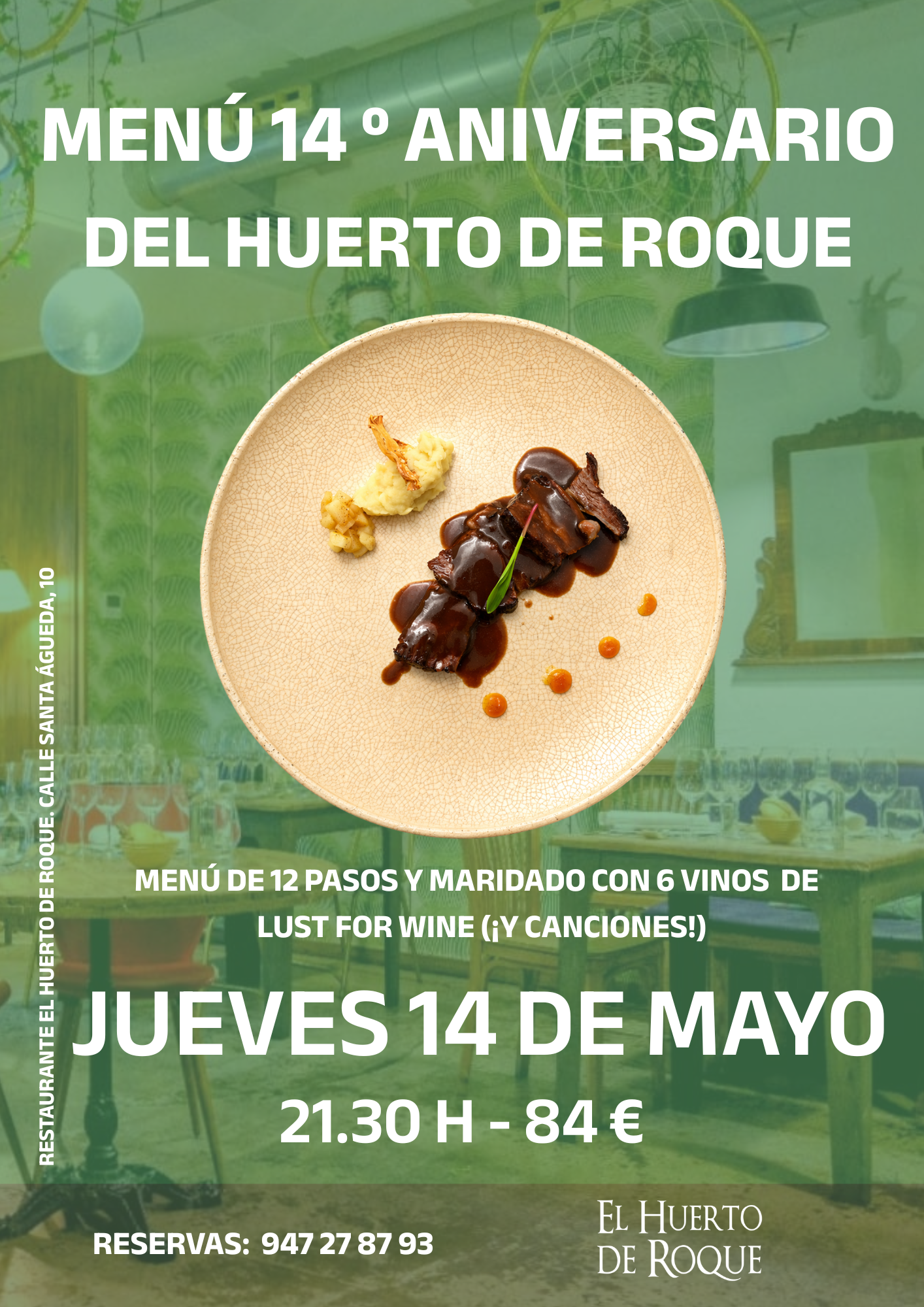 Menú 14º Aniversario · El Huerto de Roque en El Huerto de Roque, Burgos