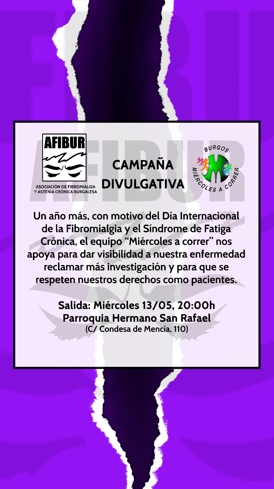 Campaña  divulgativa de miercoles a correr y afibur en Parroquia Hermano San Rafael, Burgos