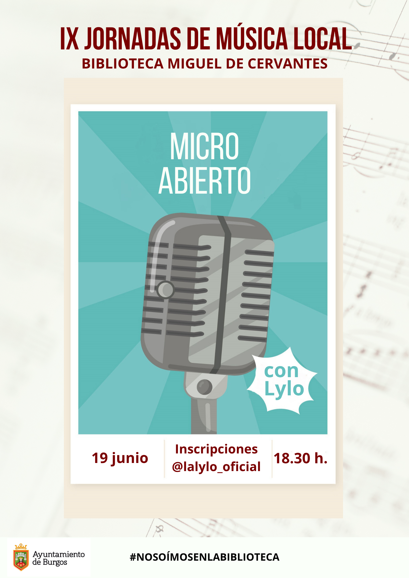 Semana música local. micrófono abierto en Biblioteca Miguel de Cervantes, Burgos