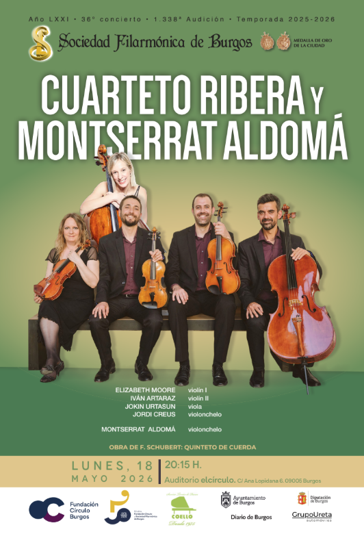 Cuarteto Ribera y Montserrat Aldomá en Auditorio elcírculo, Burgos
