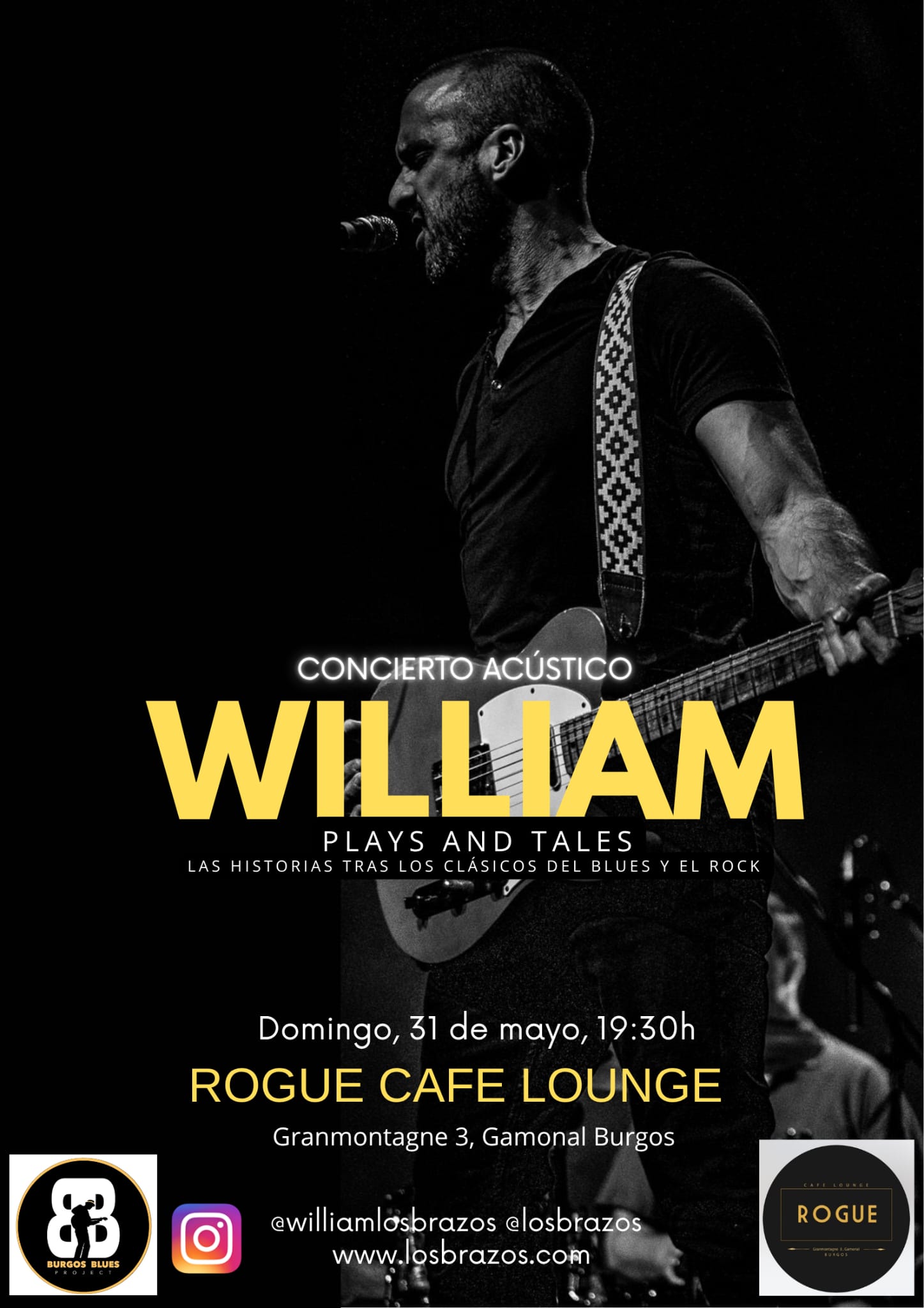 WILLIAM en ACUSTICO "PLAYS AND TALES" en Rogue Café Lounge, Burgos