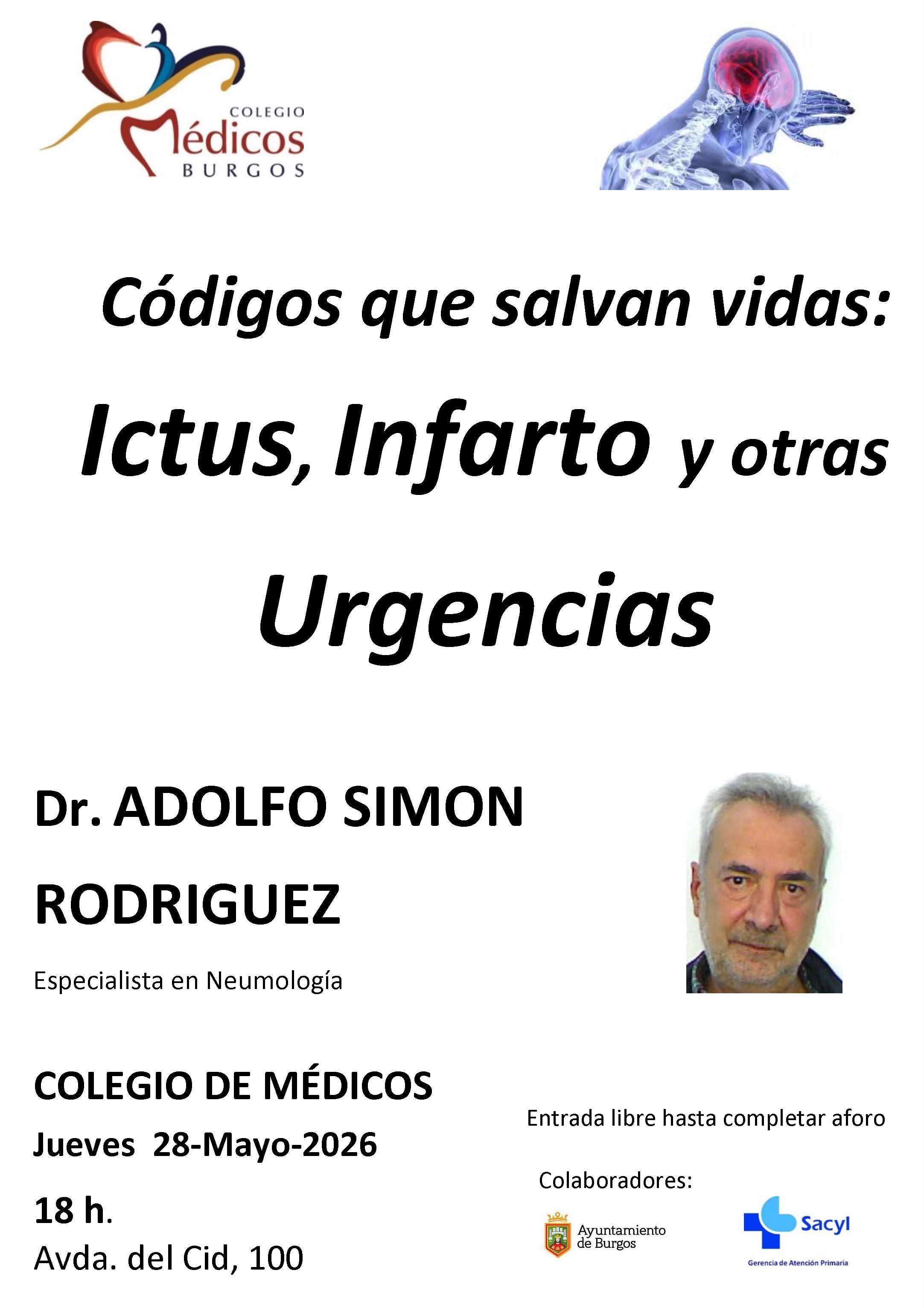 Códigos que salvan vidas: ictus, infarto y otras urgencias en Colegio de Médicos, Burgos