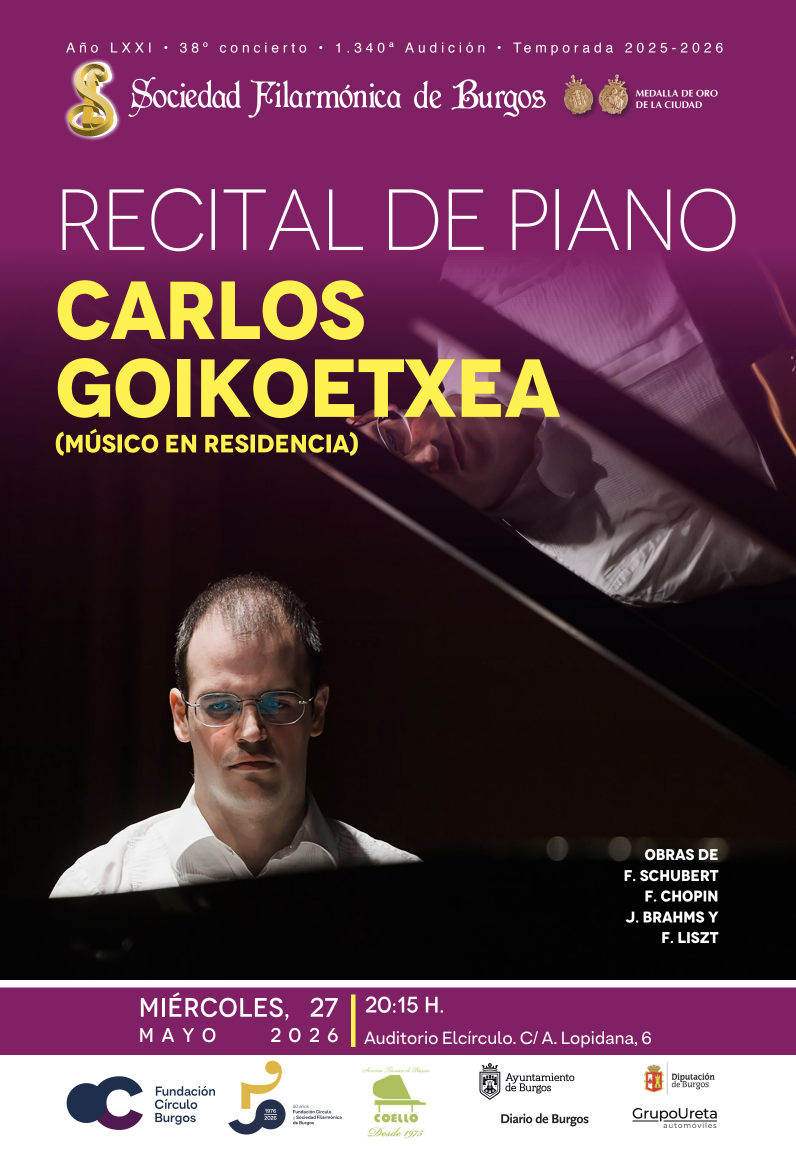 Recital de piano. Carlos Goikoetxea en Auditorio elcírculo, Burgos