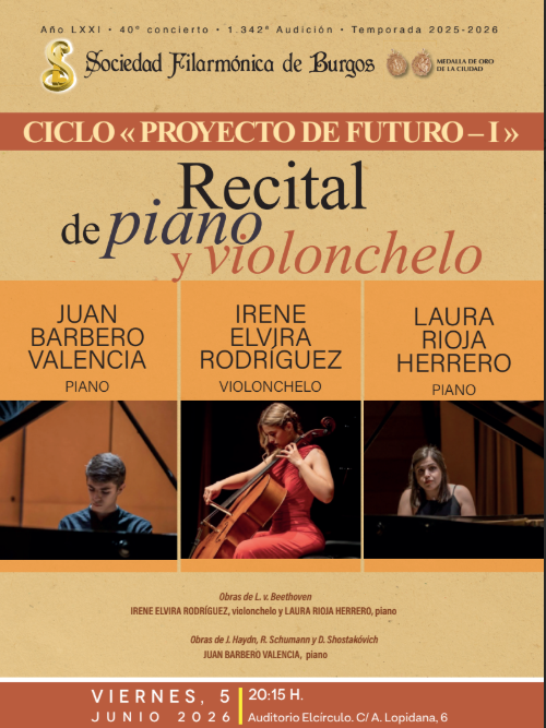Recital de violonchelo y piano en Auditorio elcírculo, Burgos