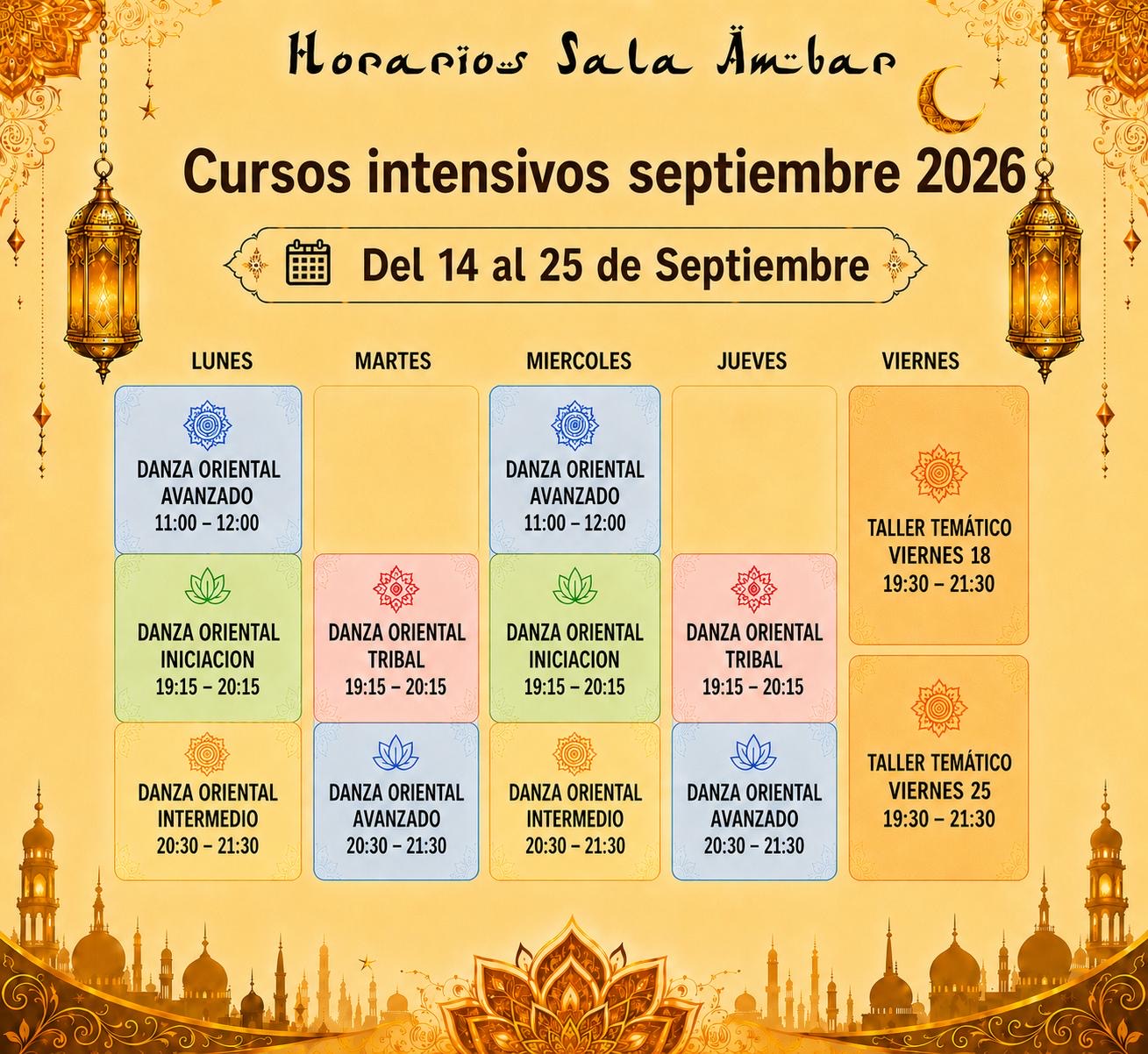 Talleres intensivos de danza oriental septiembre en Sala Ambar, Burgos