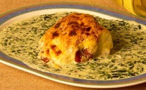 Bacalao con crema de espinacas